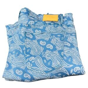 Valabasas Cargo Jeans Stacked Blue Paisley Denim Mens 40 (42x36 ACTUAL) HEM WEAR